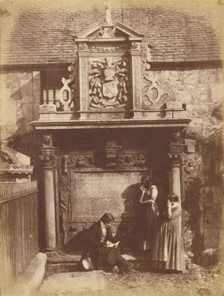 Hill & Adamson, [Greyfriars' Churchyard, the Dennistoun Monument with D. O. Hill and His Nieces]