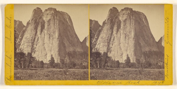 Carleton Watkins, [Cathedral Rock, 2600 feet, Yosemite Valley, Mariposa County, Cal.]/["Posinachucka" - Acorn Cache -]