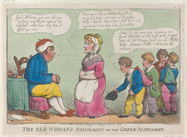 Thomas Rowlandson, The Old Womans Complaint, or the Greek Alphabet