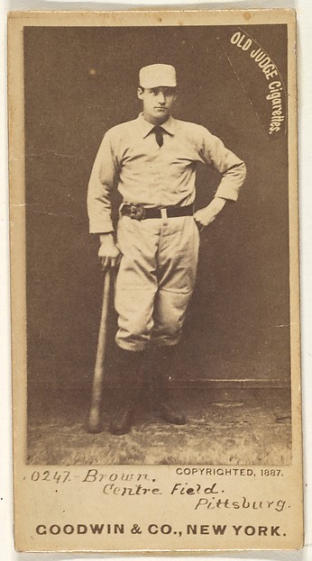 Goodwin & Company, Thomas "Tom" Tarlton Brown, Center Field, Pittsburgh, from the Old Judge series (N172) for Old Judge Cigarettes