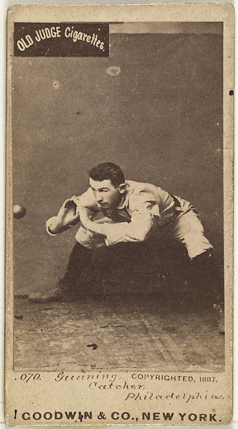 Goodwin & Company, Thomas Francis Gunning, Catcher, Philadelphia, from the Old Judge series (N172) for Old Judge Cigarettes
