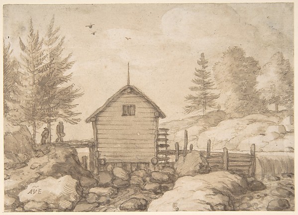 Allart van Everdingen, A Mill on Rocks in a River in Norway
