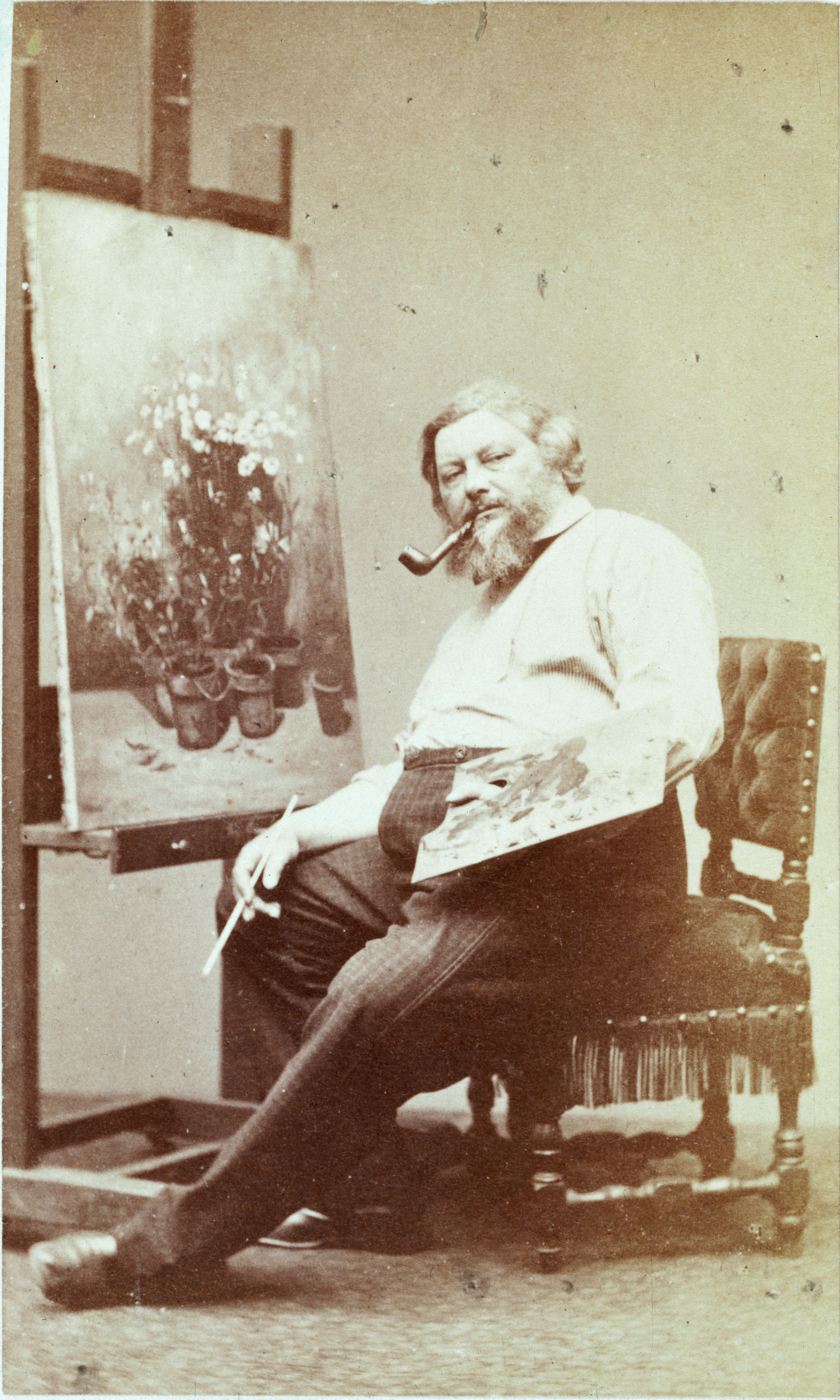Etienne Carjat, Portrait de Courbet Gustave dans son atelier (1819-1877), (peintre)