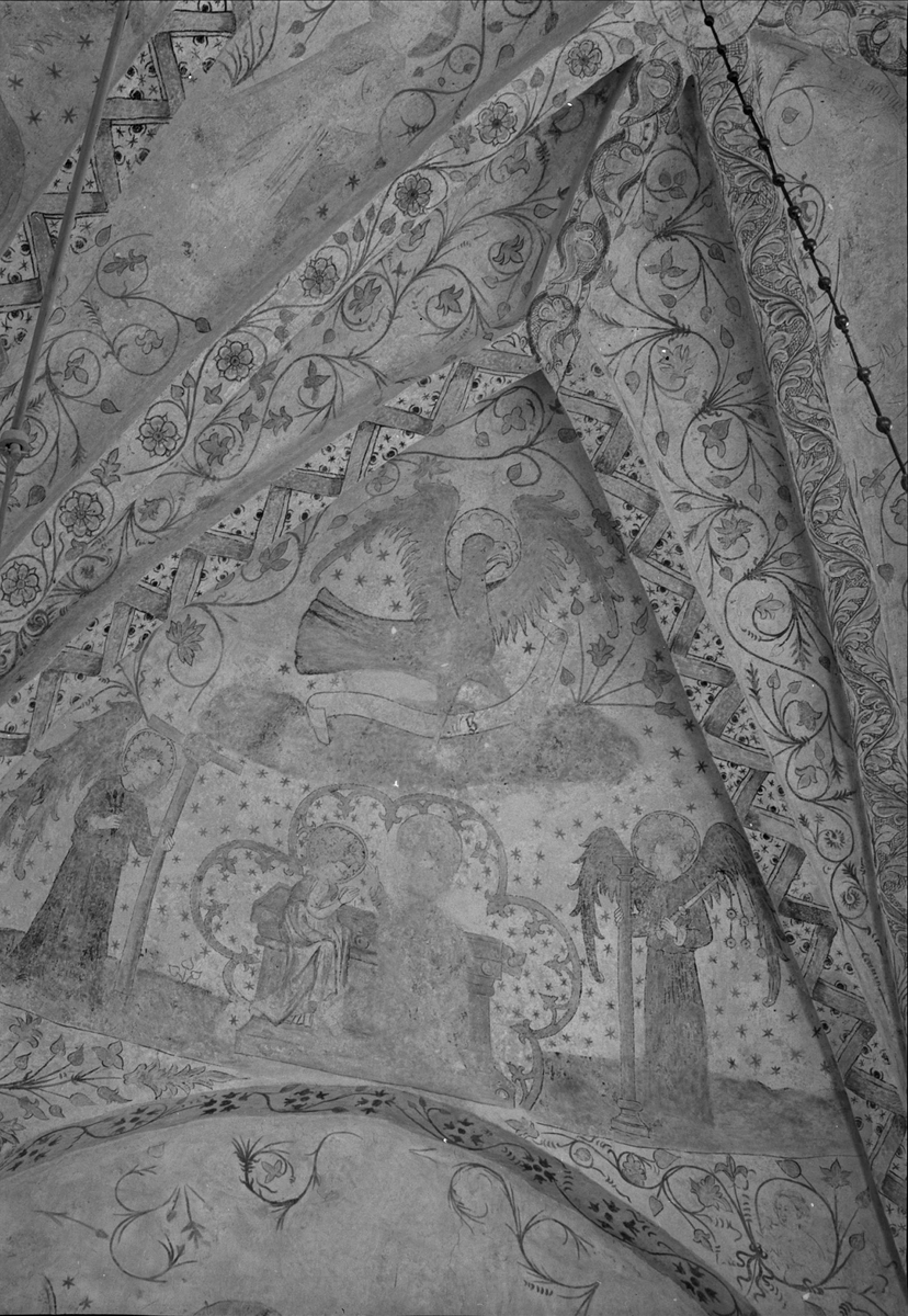 Uppsala-Bild, Kalkmålning i kyrka, sannolikt Uppland, 1952