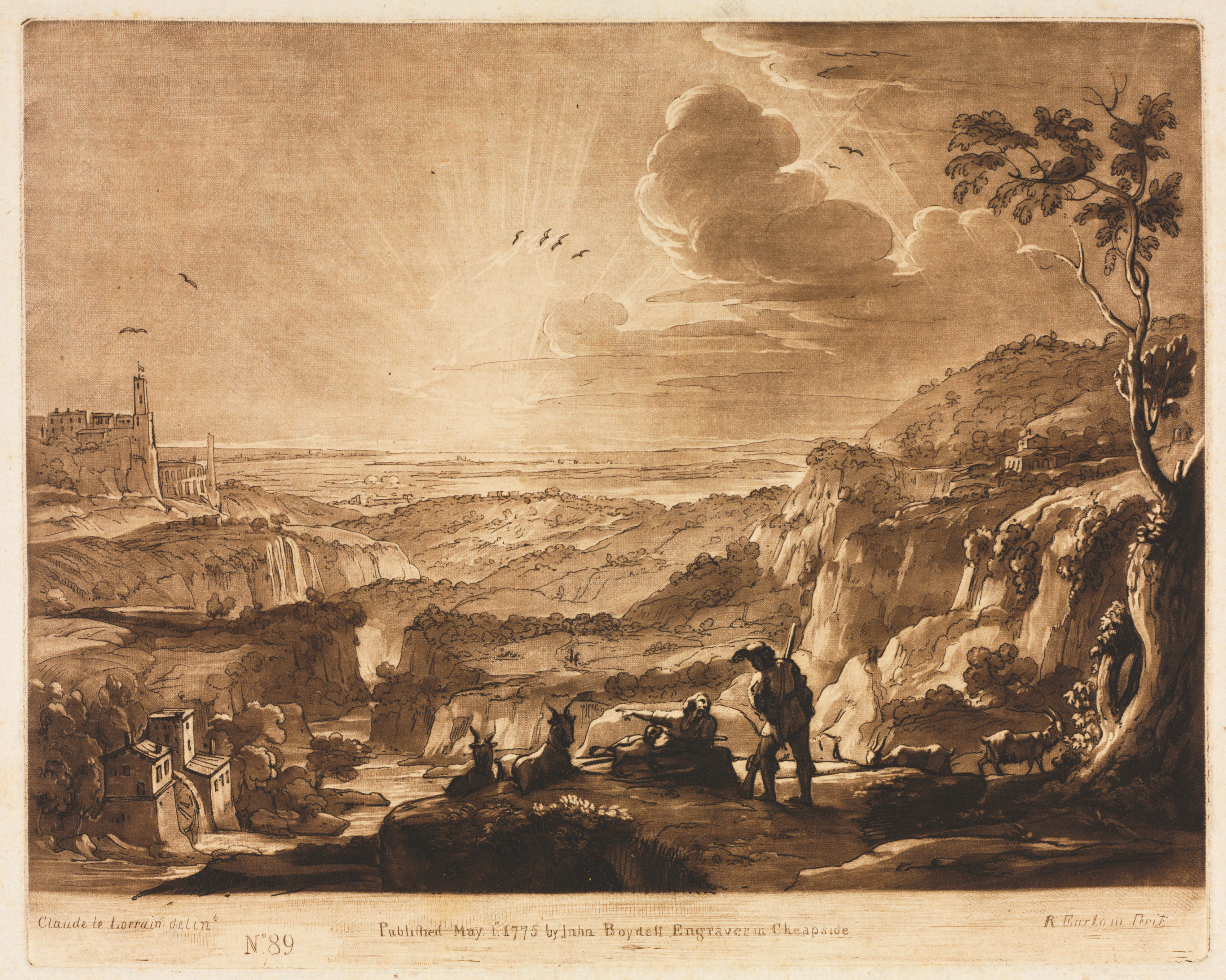 Richard Earlom, Liber Veritatis:  No. 89, View of a Mountainous Extended Country