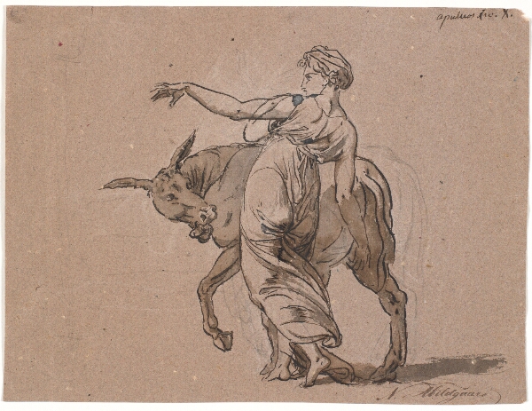 Nicolai Abildgaard, Scene af Apulejus' "Det gyldne æsel" 10.bog. Den fornemme dame opmuntrer æslet