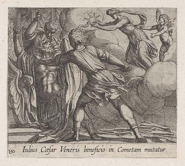 Antonio Tempesta, The Murder of Julius Caesar (Iulius Caesar Veneris beneficio in Cometam mutatur), plate 150 from Ovid's "Metamorphoses"