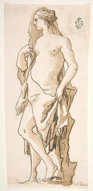 Giovanni Domenico Tiepolo, Study of a Garden Sculpture: Iole