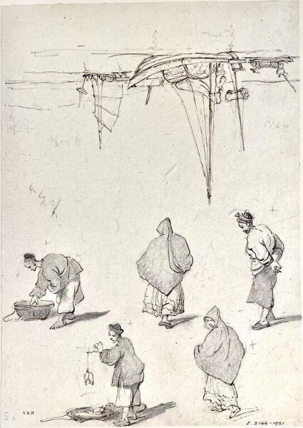 George Chinnery, Studies of five figures, and of boats at sea