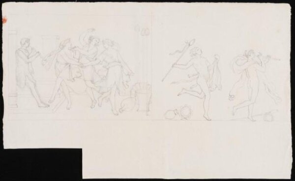 Unknown, Bacchic scene with three dancing female figures