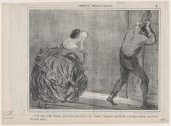 Honoré Daumier, V'la une p'tite femme qu'est pas paresseuse..., from "Croquis Dramatiques"