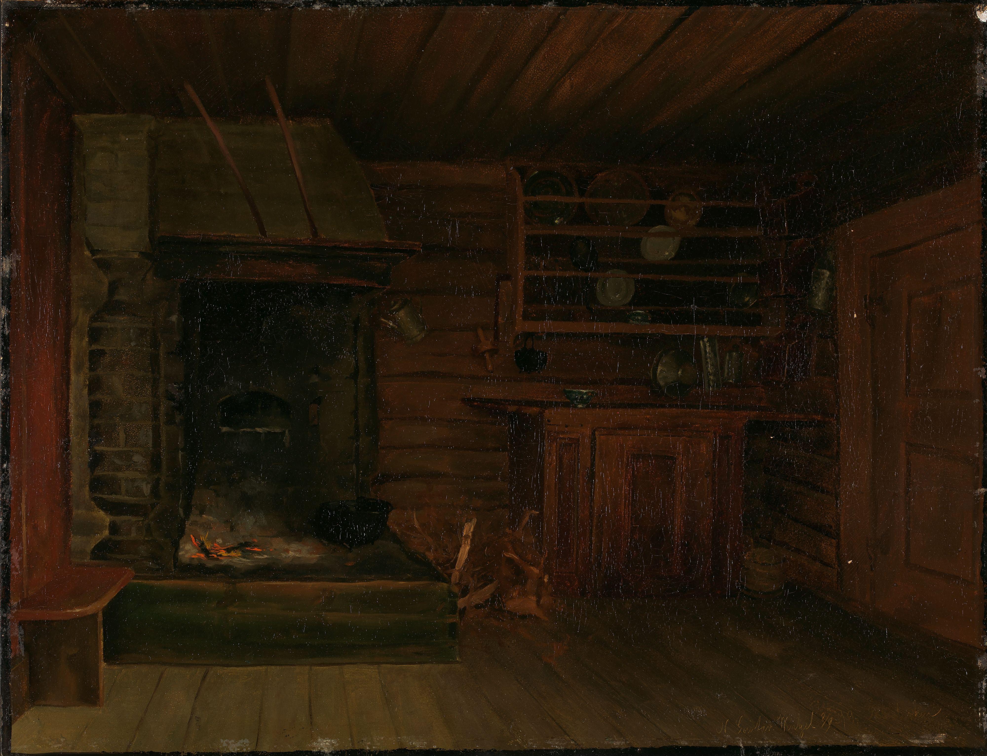 Gustav Wentzel, Kitchen with Fireplace