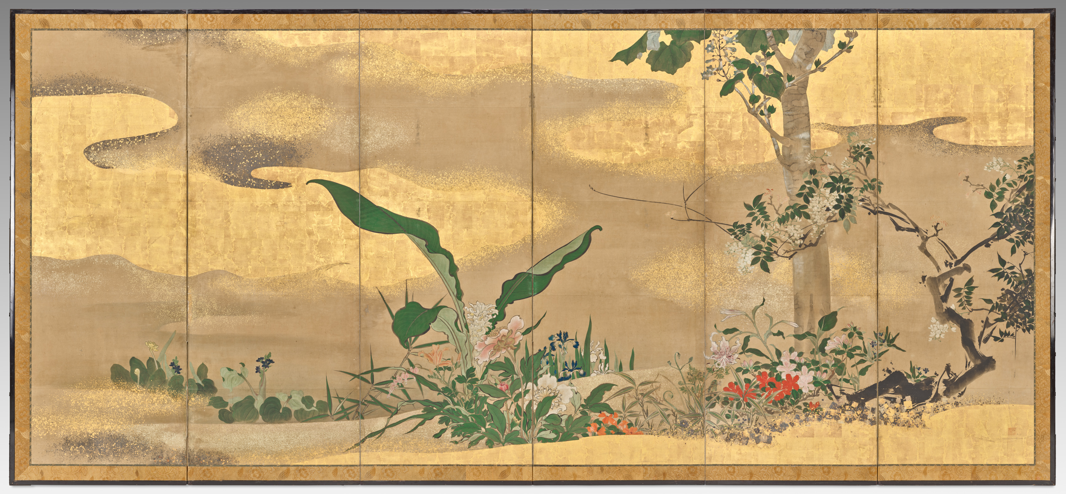 Watanabe Shikō, Flowers and Trees of the Four Seasons (right screen)