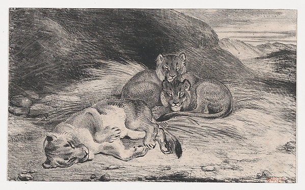 Antoine-Louis Barye, Lioness and Cubs