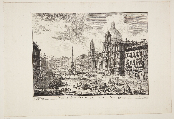 Giovanni Battista Piranesi, Udsigt over Piazza Navona, Rom, med Sant' Agnese-kirken t.h. og Bernini's fontæne i midten