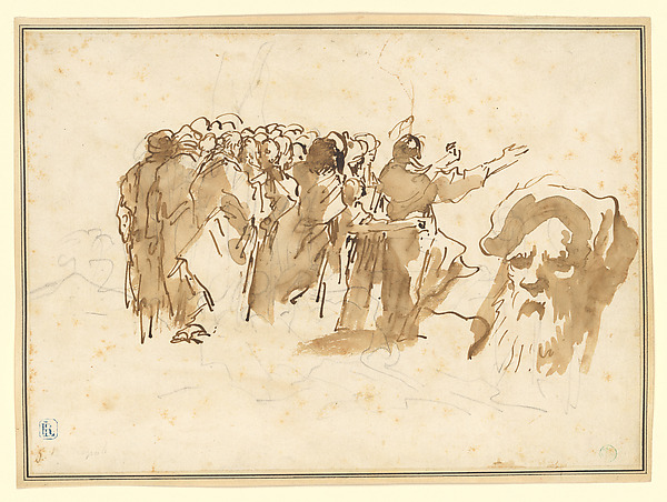 Giovanni Domenico Tiepolo, A Saint Preaching, and the Head of an Oriental
