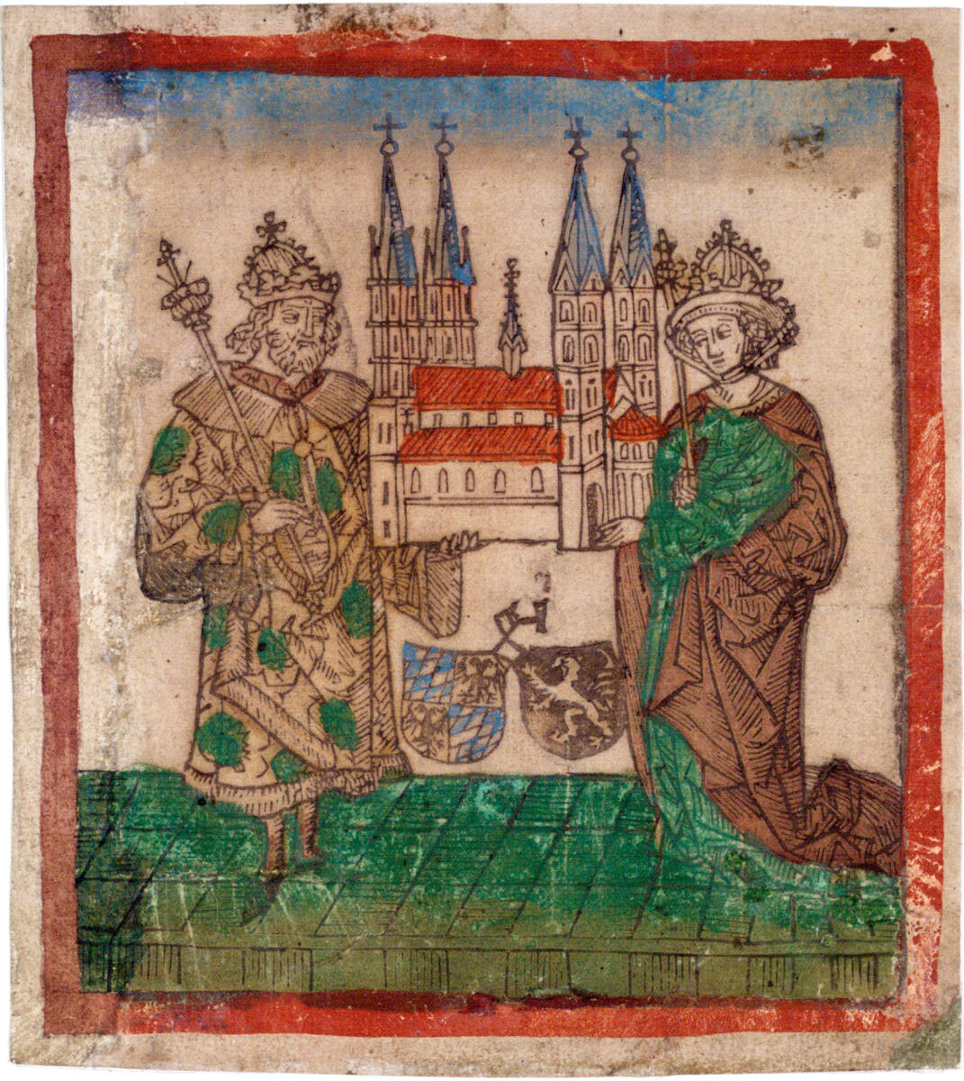 Anonym, Heinrich II. und Kunigunde mit dem Bamberger Dom