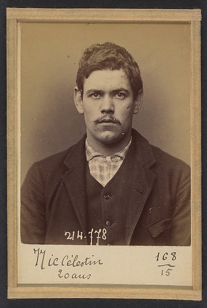 Alphonse Bertillon, Nic. Celestin. 20 ans, né à Conflans-St-Honorine (Seine & Oise). Emballeur. 26/2/94.