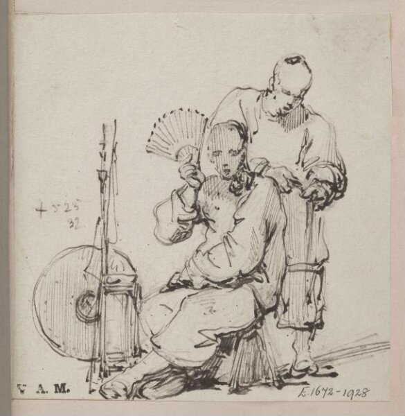George Chinnery, A Chinese barber with a seated customer