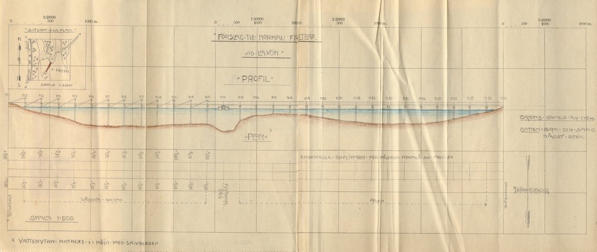 Unknown artist, Text i fotoalbum: "Förslag till normal fältbro över Laxön".