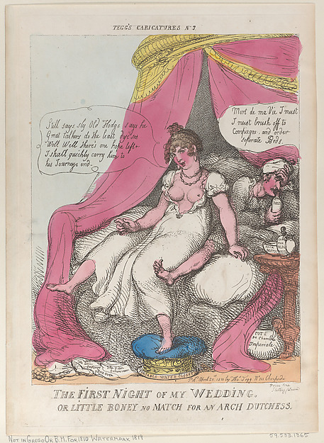 Thomas Rowlandson, The First Night of My Wedding, or Little Boney No Match For an Arch Dutchess
