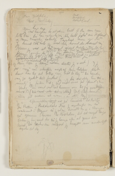 J.A. Jerichau (II), Udkast til brev til "Aase[?]", hvor den "tåbelige Tavshed" undskyldes, og der berettes om en tur til Holte og Hørsholm