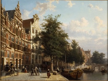 Cornelis Springer, Street and "Gracht" in Amsterdam