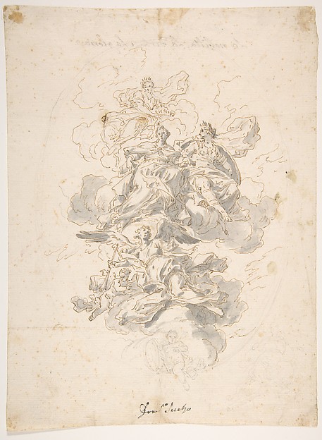Francesco Solimena, Group of Allegorical figures: Sketch for a Ceiling Decoration ?