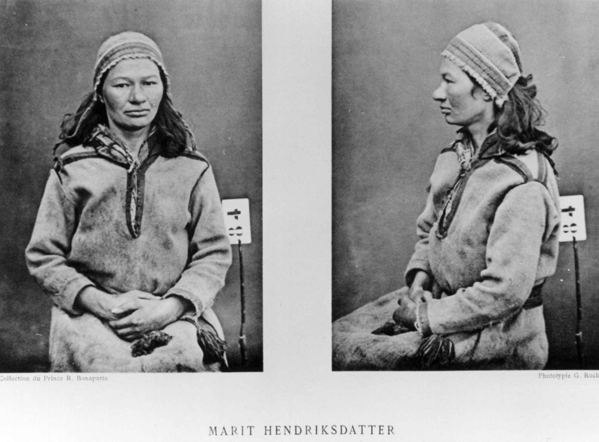 G. Roche, Roland Bonaparte sin samling. Portrett av Marit Hendriksdatter. Inngår i Bonapartes sameportretter som nr. 84. Bonaparte