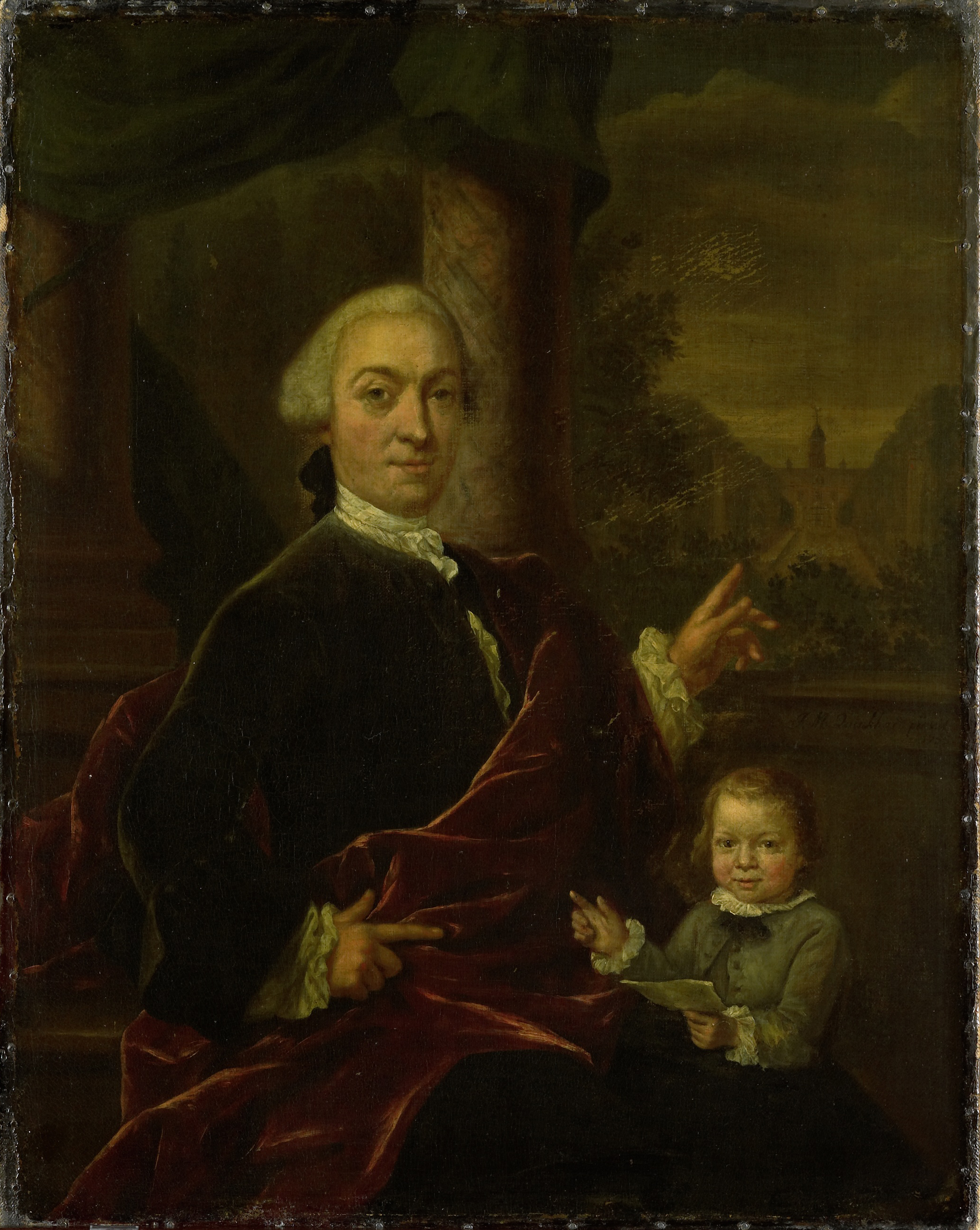 Jan Maurits Quinkhard, Family Portrait of Jan van de Poll, Banker and Burgomaster of Amsterdam with his young Son Harman