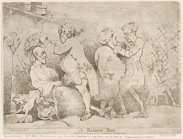 Thomas Rowlandson, A Barber's Shop