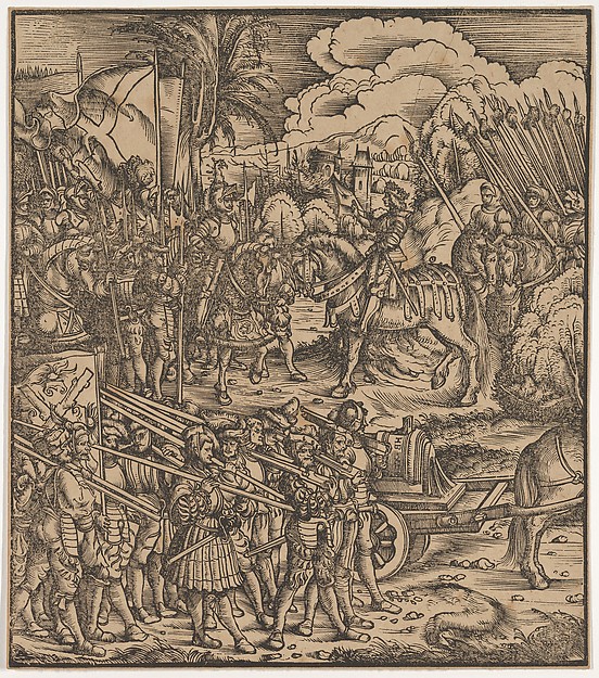 Hans Burgkmair, Encounter of Two Generals Before Cleves, from "Der Weisskunig"