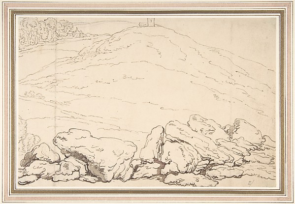 Thomas Rowlandson, Hilly landscape with rocks