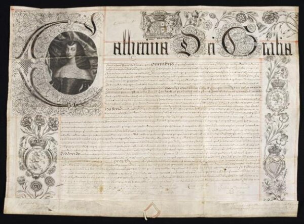 Unknown, Royal Warrant signed by Queen Catherine of Braganza in 1667, on vellum