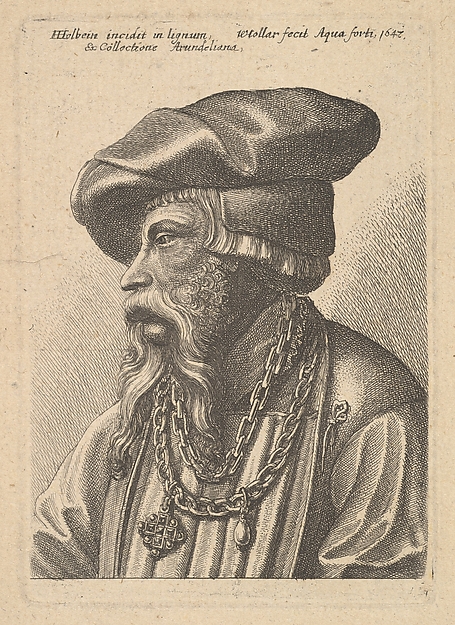 Wenceslaus Hollar, Bearded man with chain necklace, possibly from "A Collection of Original Etchings"