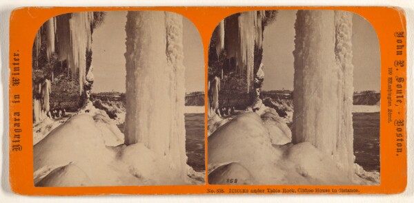 John P. Soule, Icicles Under Table Rock, Clifton House in distance.