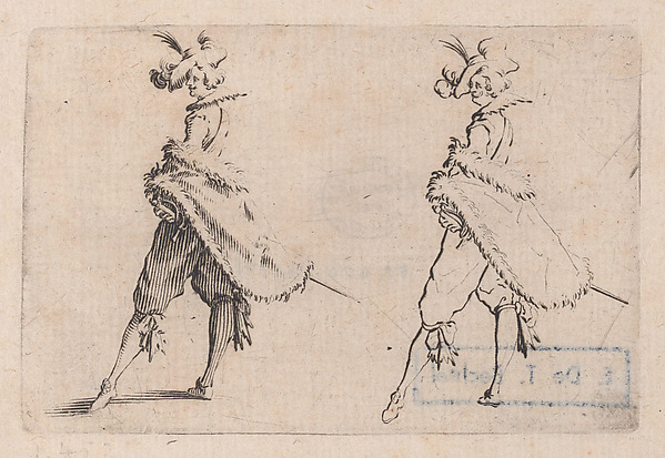 Jacques Callot, Le Gentilhomme au Manteau Posé sur la Hanche (The Gentleman with his Mantle on his Hip), from "Les Caprices" Series B, The Nancy Set