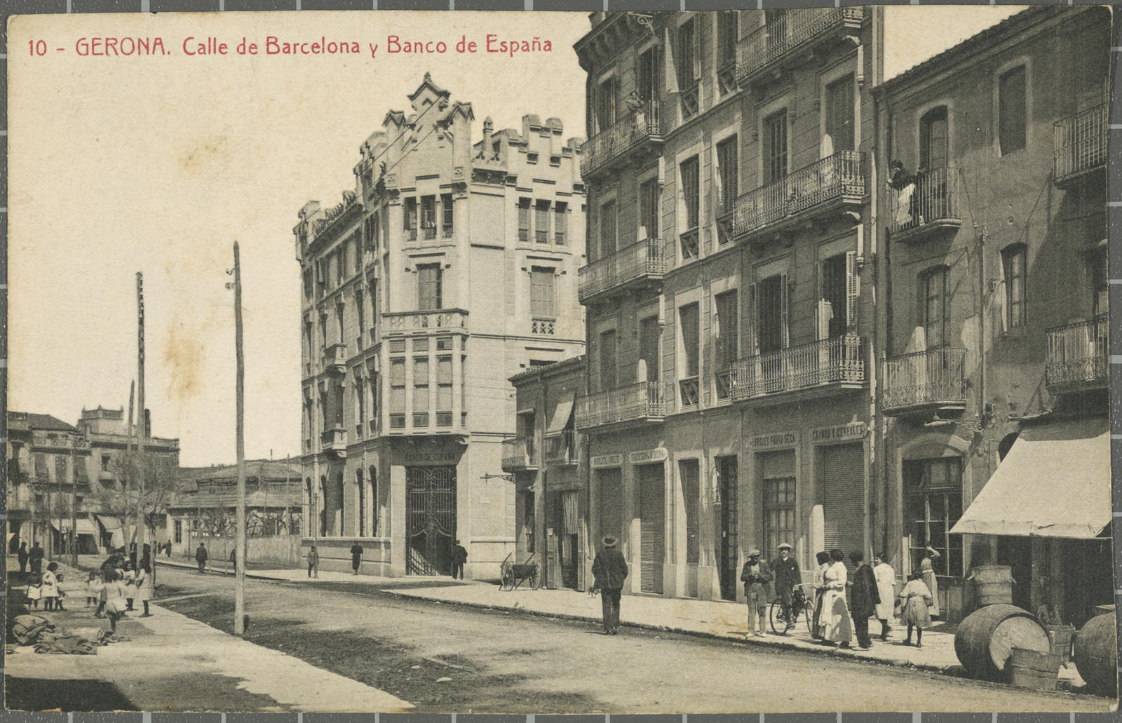 Desconegut, 10-Gerona. Calle de Barcelona y Banco de España