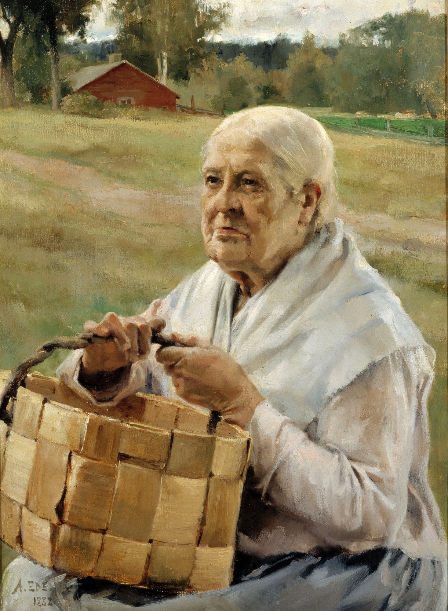 Albert Edelfelt, Old Woman with a Chip Basket