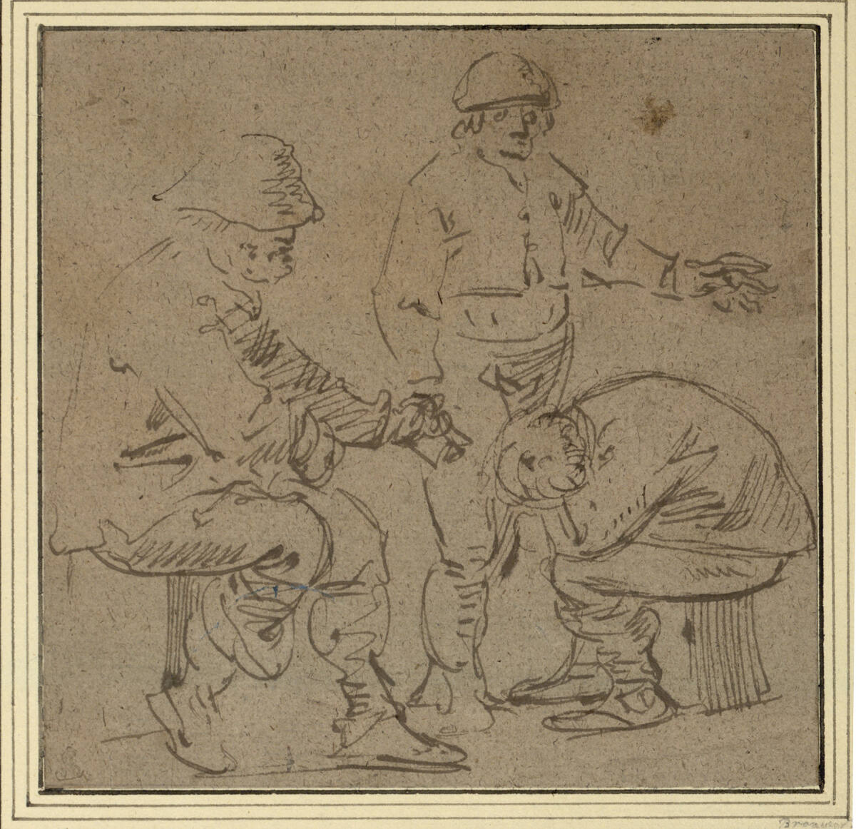 Anonym, Gruppe von drei Bauern