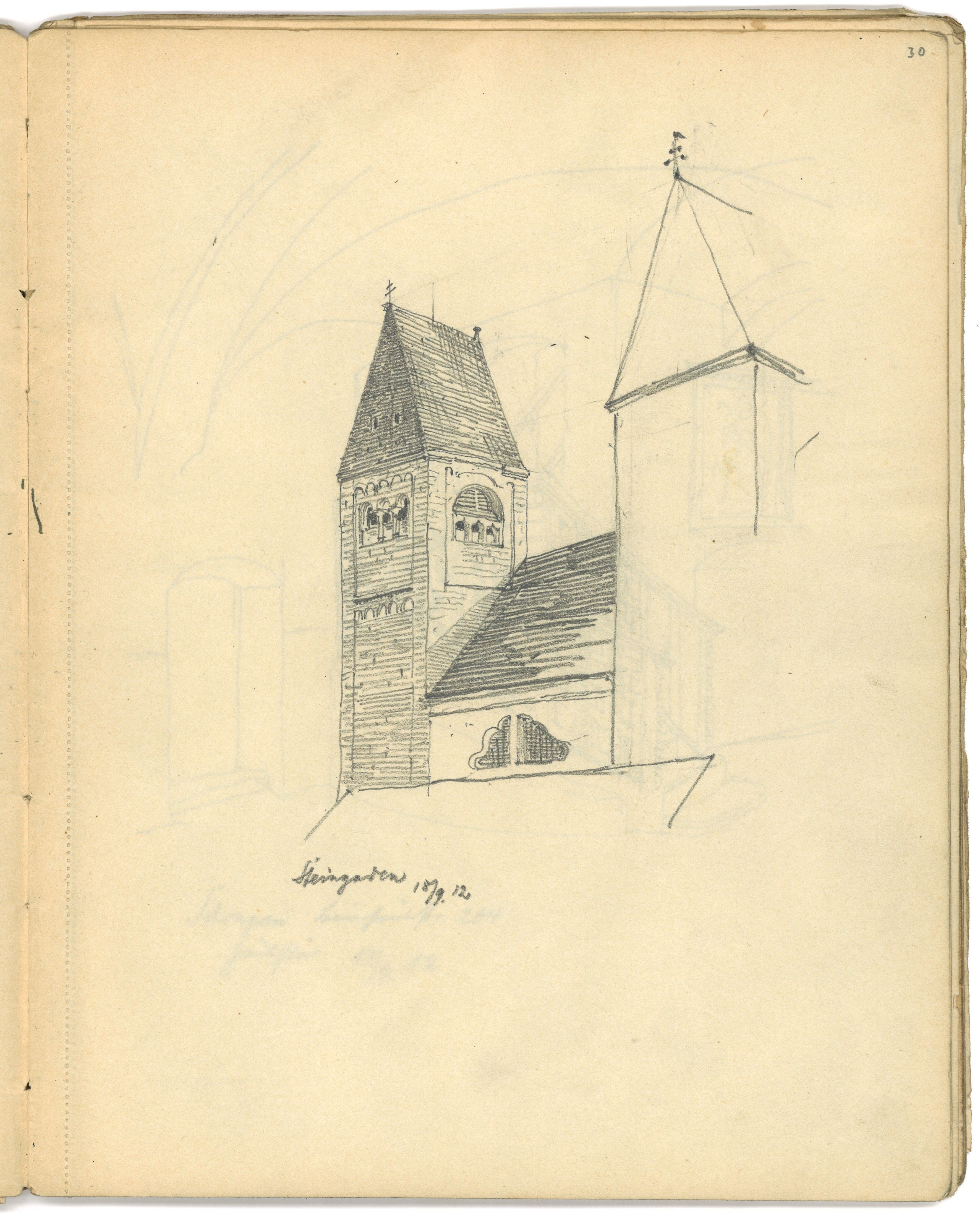 Otto Stiehl, Steingaden (Oberbayern): Klosterkirche, Türme von Südwesten