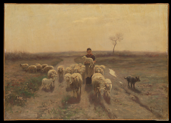 Anton Mauve, A Shepherdess and Her Flock