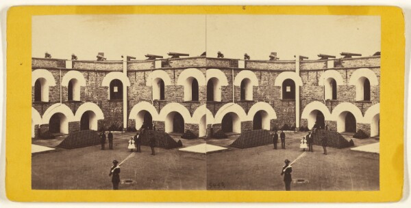 Edward and Henry T. Anthony & Co., Camp Scenes. Interior View of Fort Lafayette, showing the prison cells, columbiads, and soldiers on the parapet....