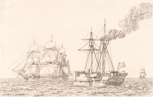 C.W. Eckersberg, Hjuldamper og sejlskib