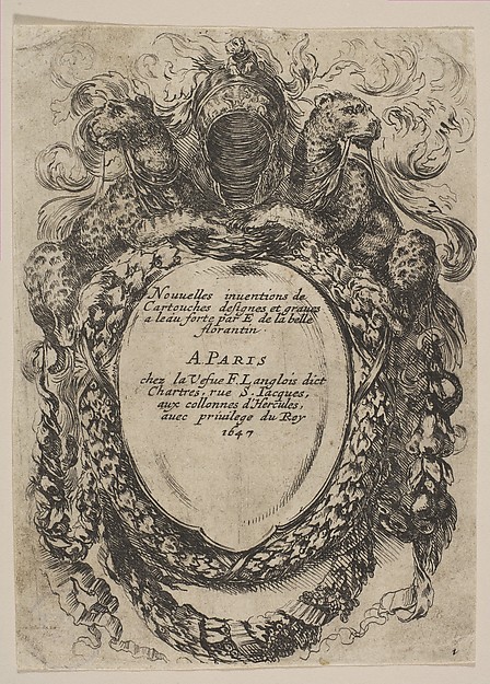 Stefano della Bella, Cartouche with Title: Nouvelles inventions de Cartouches