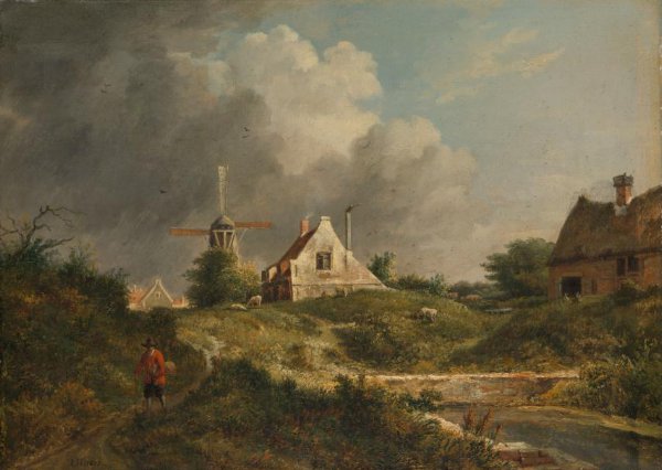 Jan Hulswit, Gezicht aan de vervallen wal te Amsterdam aan de stadszijde tussen de Muiderpoort en de Weesperpoort