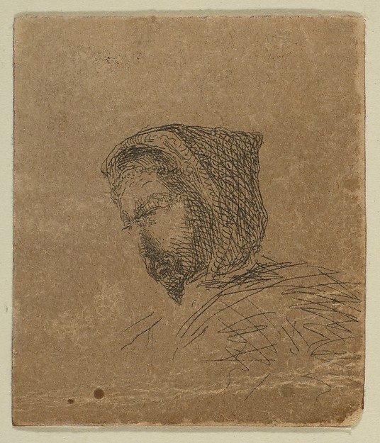 James McNeill Whistler, Hooded Male Head (from Sketches on the Coast Survey Plate)