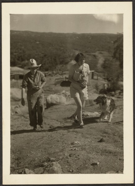 Louis Fleckenstein, [Florence and Friend Walking with Dog]