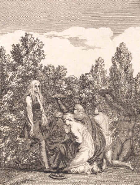 J.F. Clemens, Niels Klim hyldes af Qvamiterne, der bringer ham gaver og knæler for ham