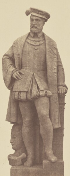 Édouard Baldus, ["Goujon", Statue by Gabriel Bernard Seurre, Decoration of the Louvre, Paris]